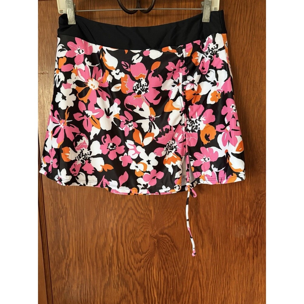 Yonique Women Bikini Bottom Skirt Floral Tropical Size L New